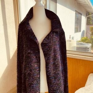 MARSH LANDING VINTAGE  PURPLE PLUM EYELASH CARDIGAN CAPELET JACKET Sz L EUC